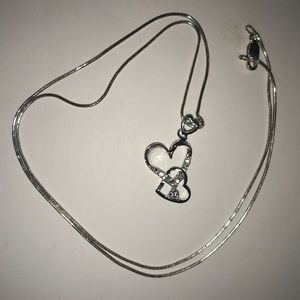 Sterling Silver 22” Snake Chain & CZ Heart Charm
